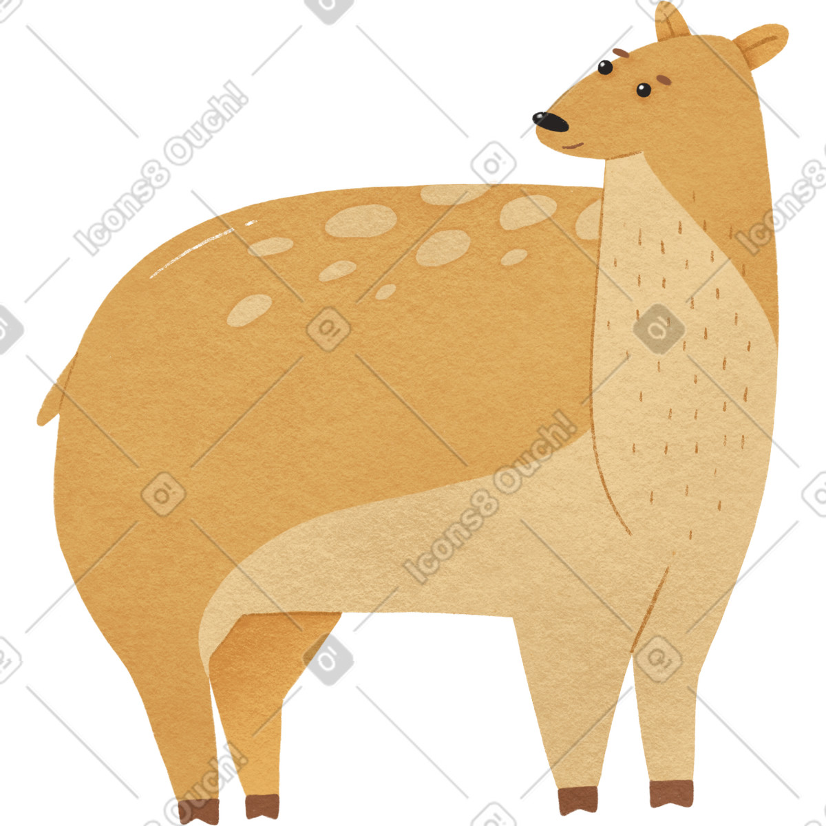Kleines braunes reh-Illustration im Woolly-Stil als Download in PNG, SVG