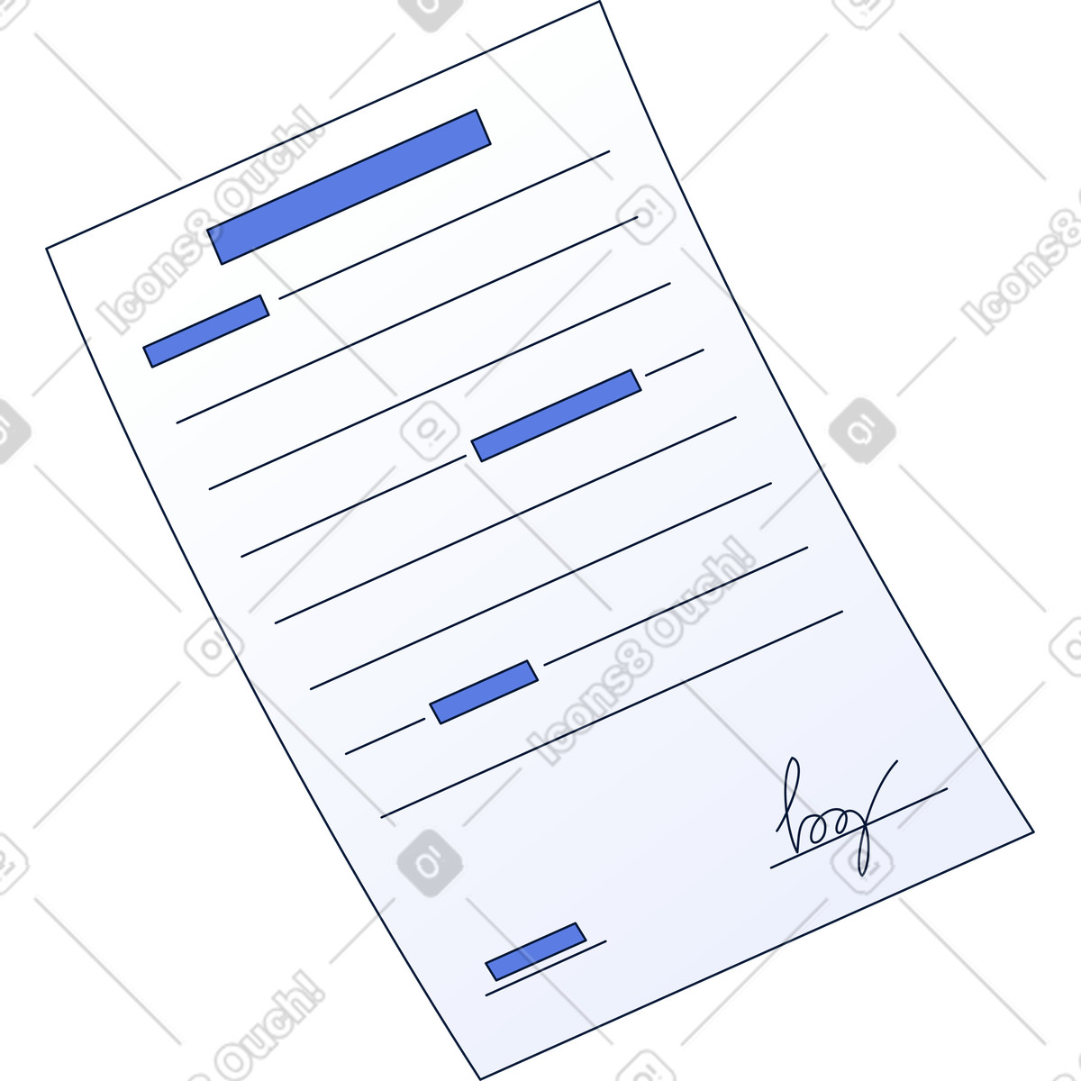 Neat スタイルの 署名付き契約書 のイラストをPNG、SVG形式でダウンロード