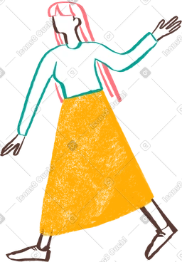 손을 들고 걷는 긴 머리의 여자 PNG, SVG