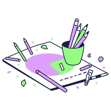 A color wheel worksheet is spread out on a flat surface. In the center, there is a large circular wheel divided into segments, showcasing various hues. Surrounding the wheel, there is a collection of pencils in different shades, some resting on the page and others positioned upright in a green cup. A few pencils are being used to blend colors, with their tips touching the segments of the wheel. The blending is evident as softer tones begin to merge at the intersections of the colors. Small shavings from the pencils are scattered around the worksheet, adding to the creative atmosphere.