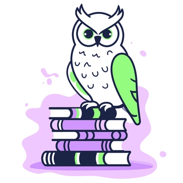 An owl with glowing eyes is perched atop a stack of gothic novels. The owl has intricate feather patterns and an intense gaze. The stack of novels is arranged neatly, showcasing their dark covers with ornate titles visible. The setting includes a softly lit environment, enhancing the owl's mystical aura. Shadows play around the books, creating an intriguing visual contrast.