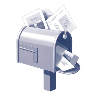 A mailbox overflowing with letters and postcards reviewing different books