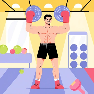 A boxer practicing core strength exercises with a heavy medicine ball