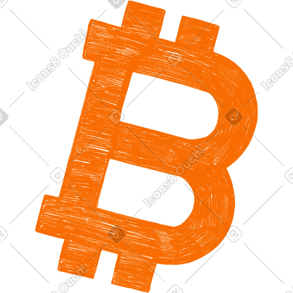 Illustration Orange bitcoin sign dans le style Biro à télécharger aux formats PNG, SVG