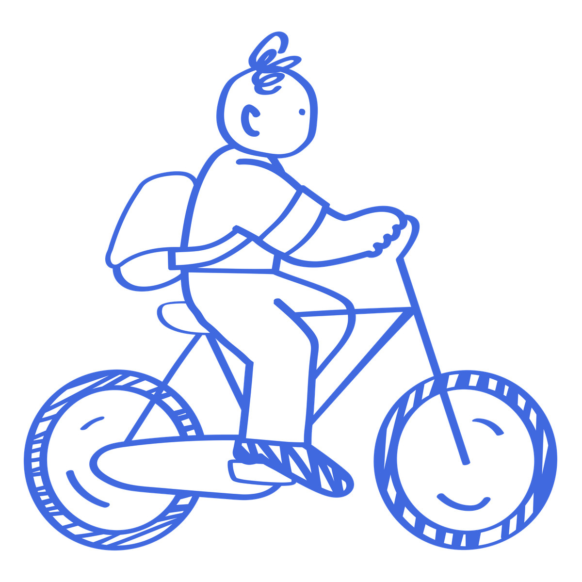 下载 风格的 Bicycle rider commuting with backpack and casual clothes side view 插画，支持 PNG、SVG 格式