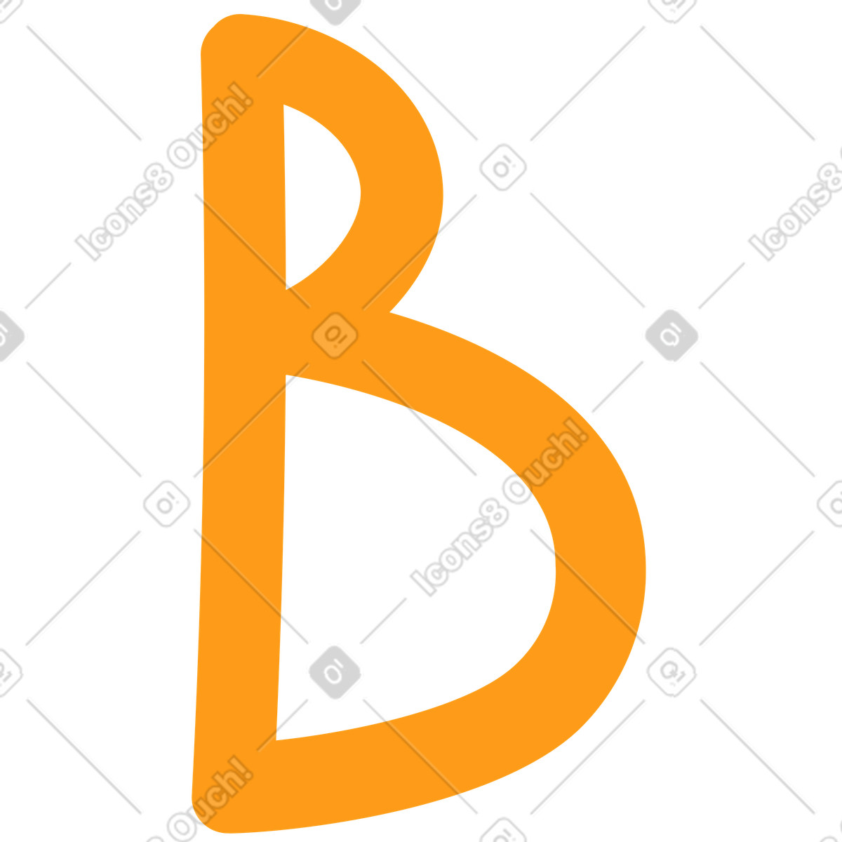Ilustración B amarillo en estilo Kingdom a descargar en PNG y SVG