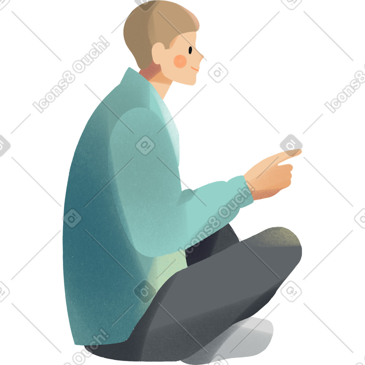 Young man sitting illustrazione in stile Shine scarica in PNG, SVG
