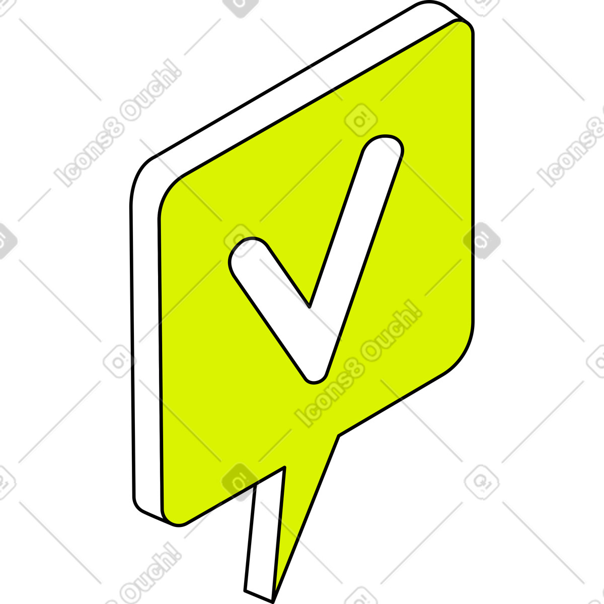 Isometric スタイルの チェックマーク付きの吹き出し のイラストをPNG、SVG形式でダウンロード