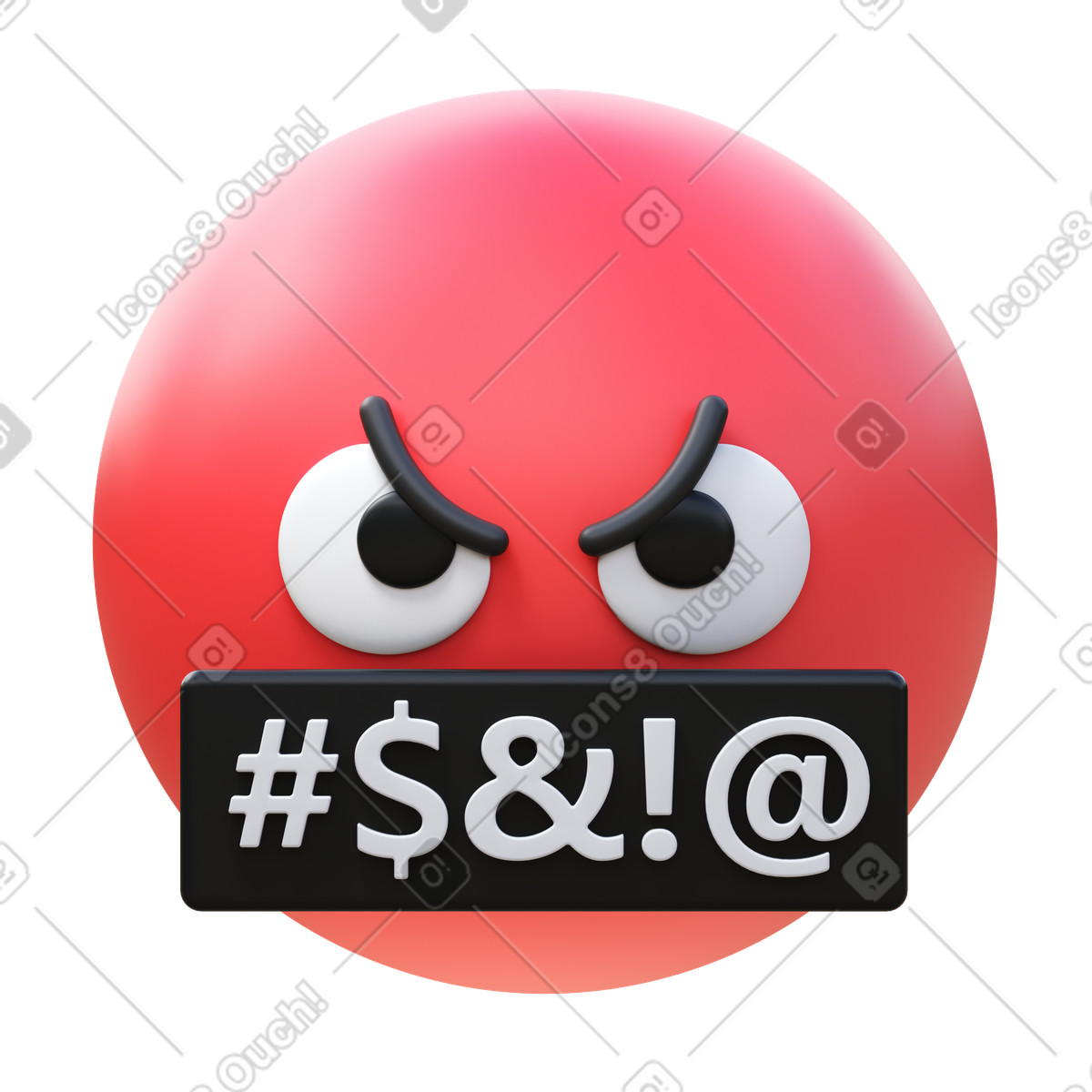 Illustration Face with symbols on mouth dans le style 3D Fluency à télécharger aux formats PNG, SVG