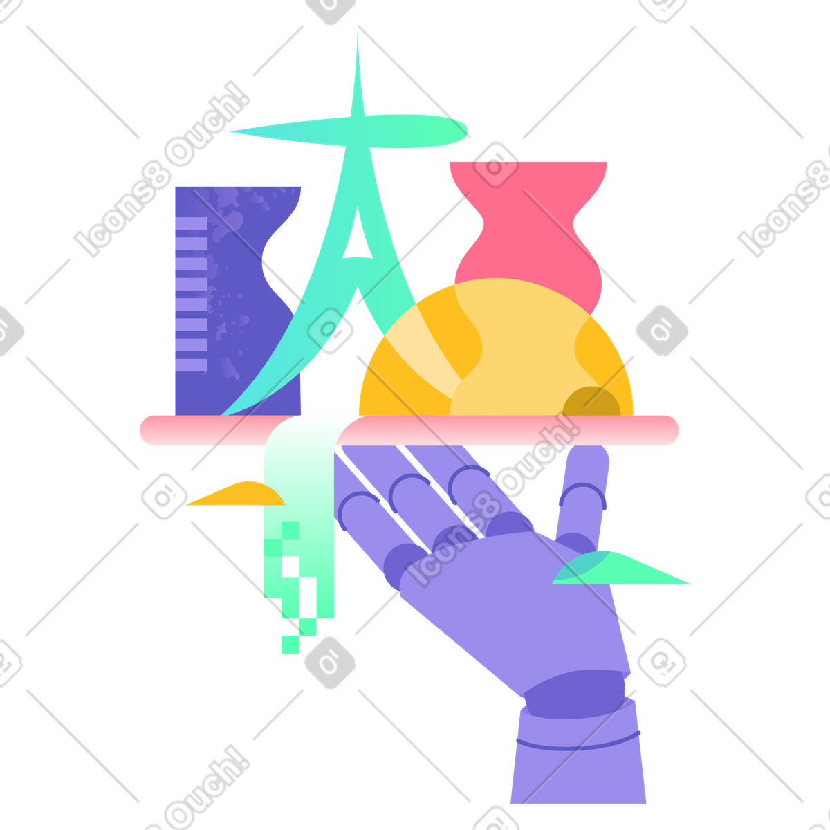 AI powering smart city infrastructure, Artificial intelligence in urban automation, enabled operations illustration Bright style download PNG, SVG