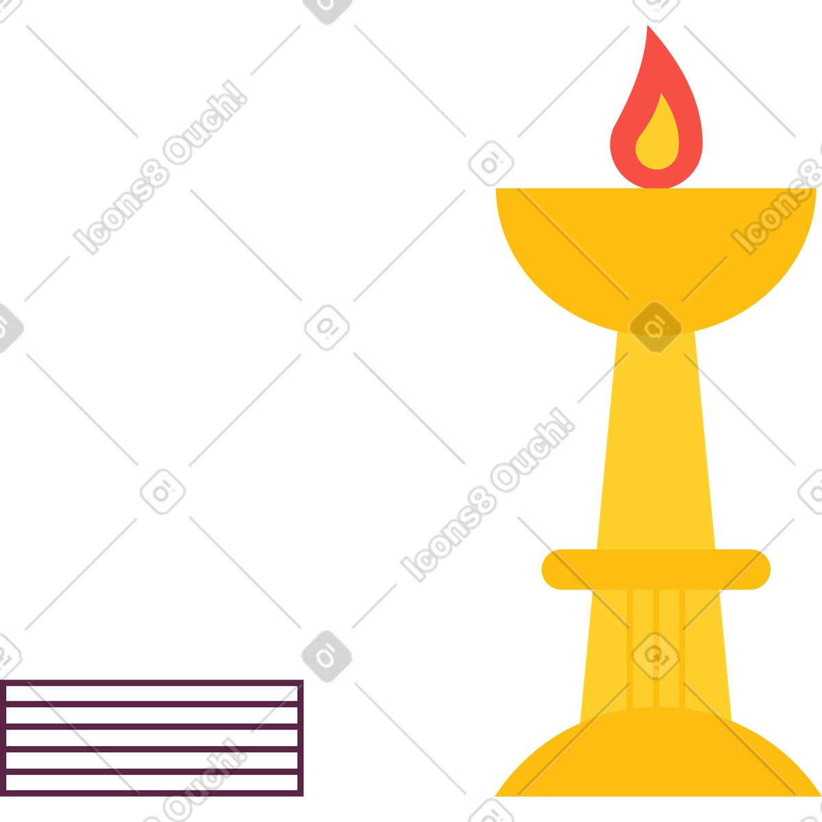 Indian candle in a bowl illustration Sammy style download PNG, SVG