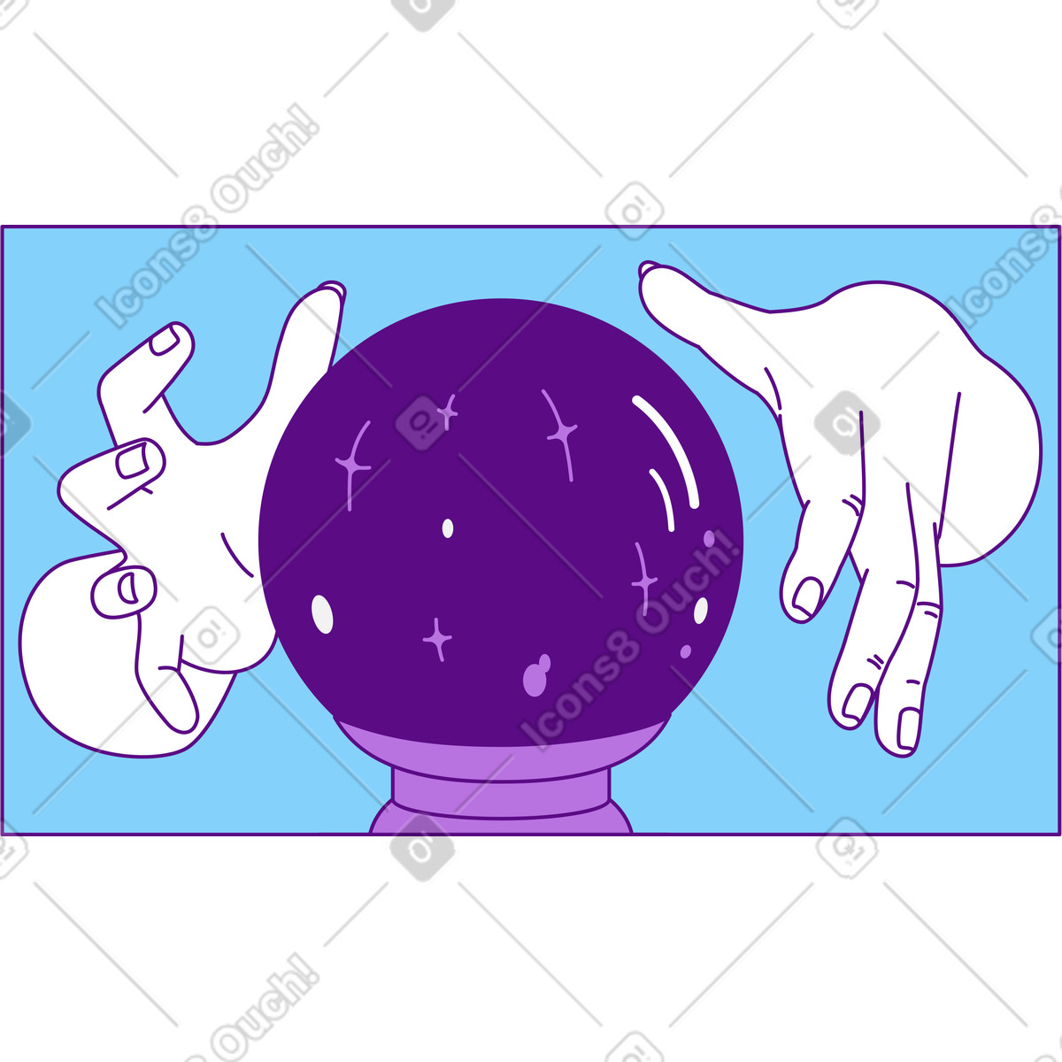 Ilustración Enmarcar las manos con orbe mágico en estilo Storyline a descargar en PNG y SVG