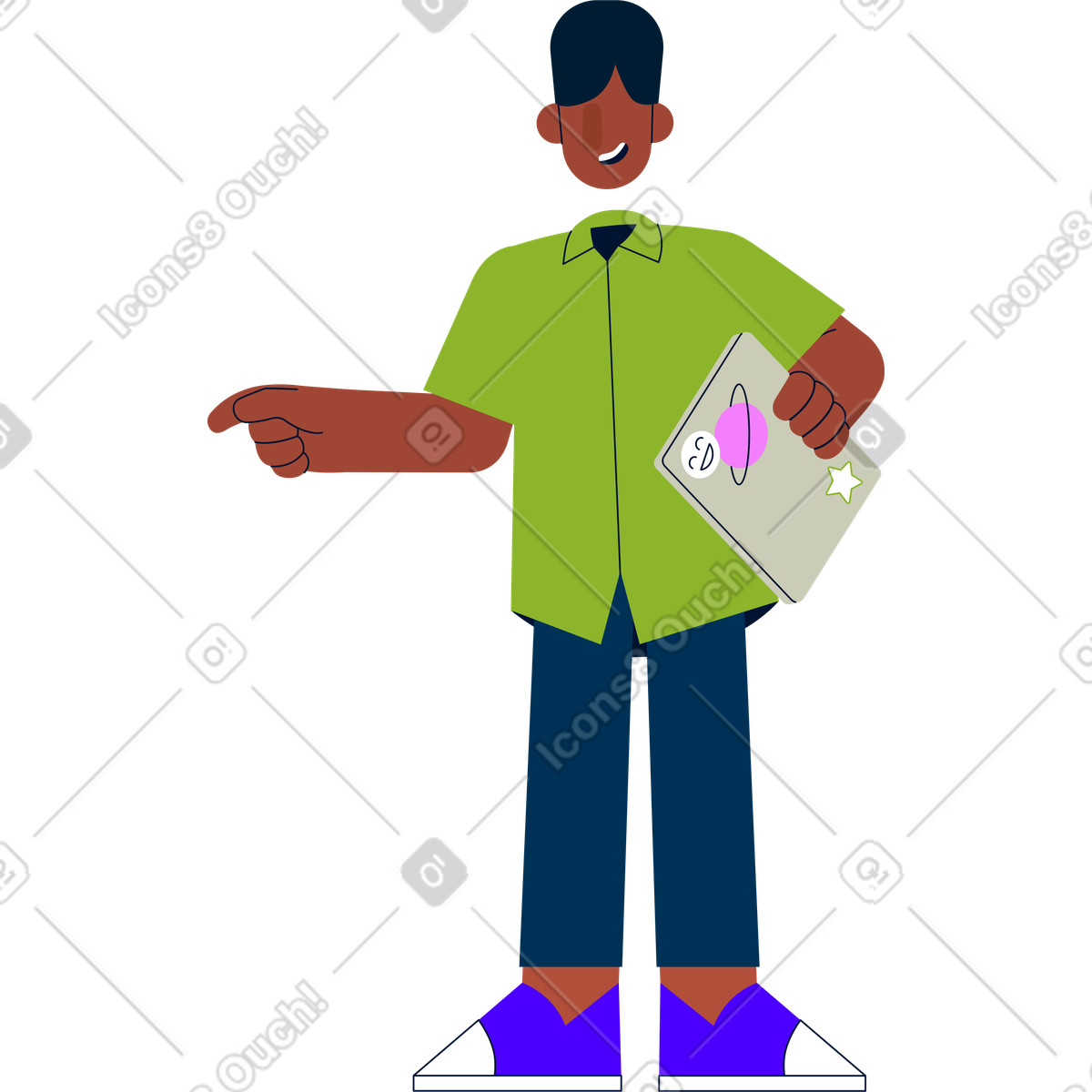 Ilustração de Homem segurando um laptop em no estilo Cubes para baixar em PNG, SVG