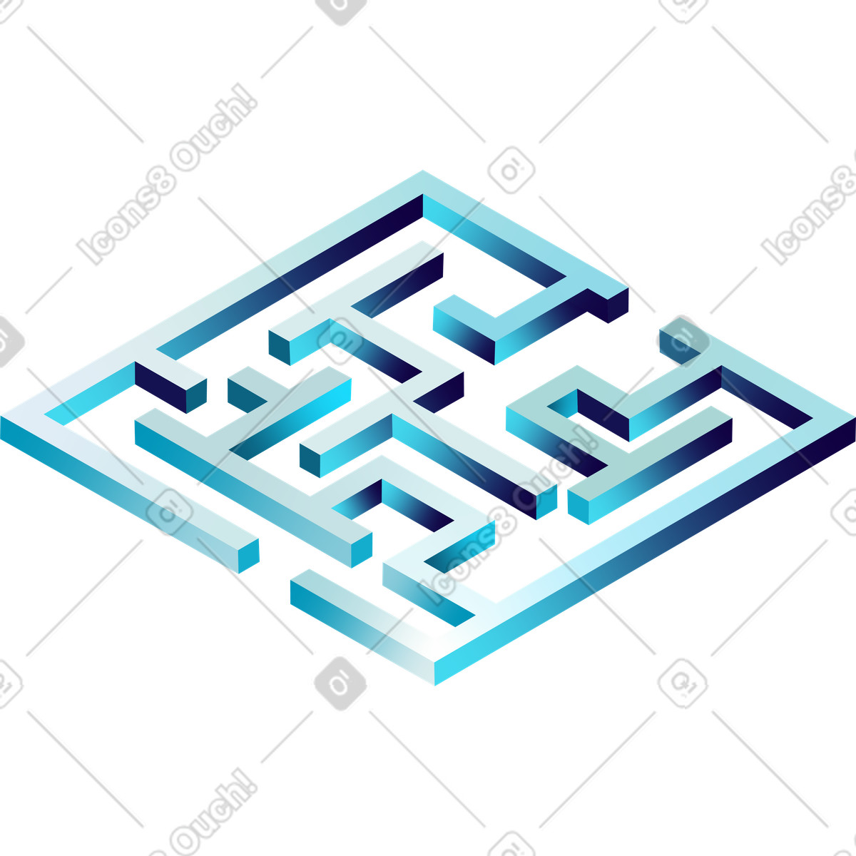 Illustration Labyrinthe isométrique en coloration métallique dans le style Glare à télécharger aux formats PNG, SVG