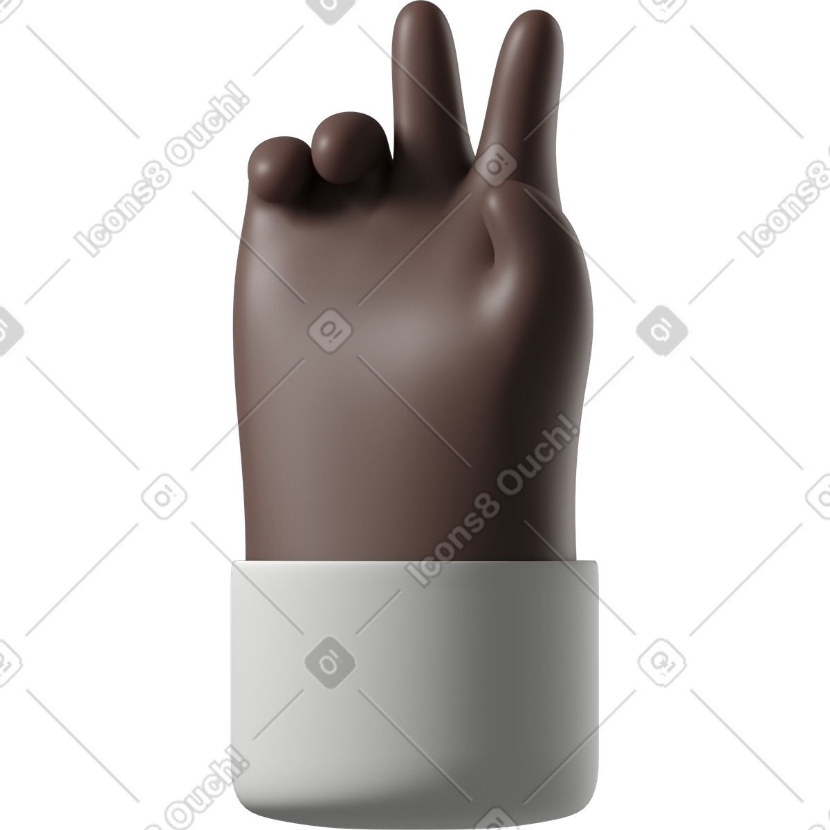Illustration Main de peau noire montrant le signe la victoire dans style 3D Hands Fun&Wild à télécharger aux formats PNG, SVG