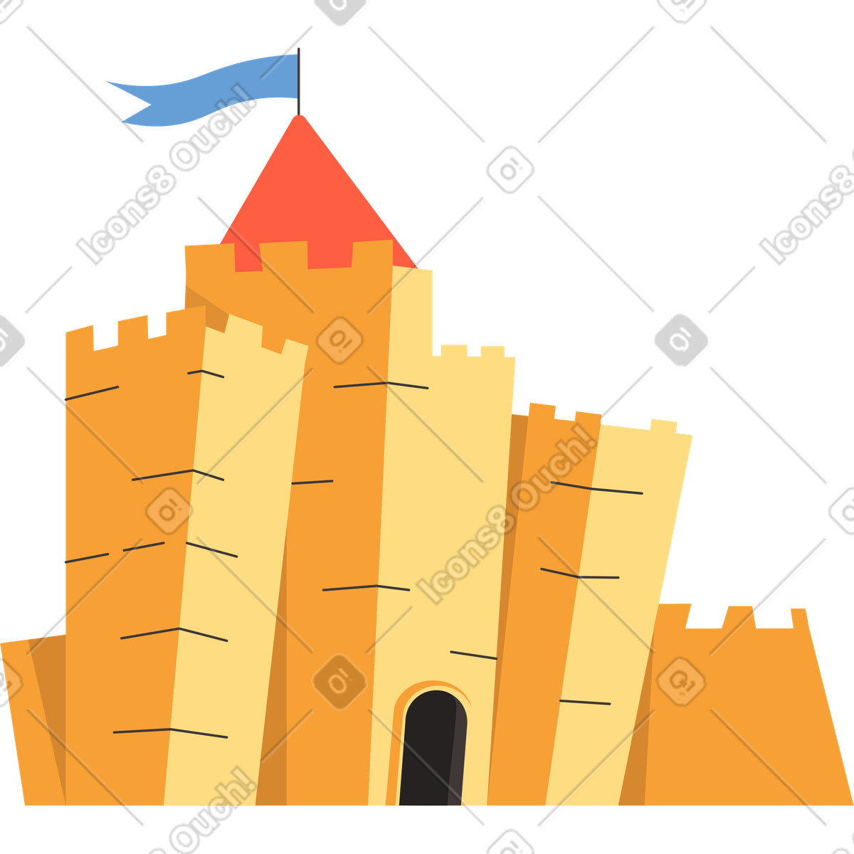 Castle illustration in Dizzy style download in PNG, SVG
