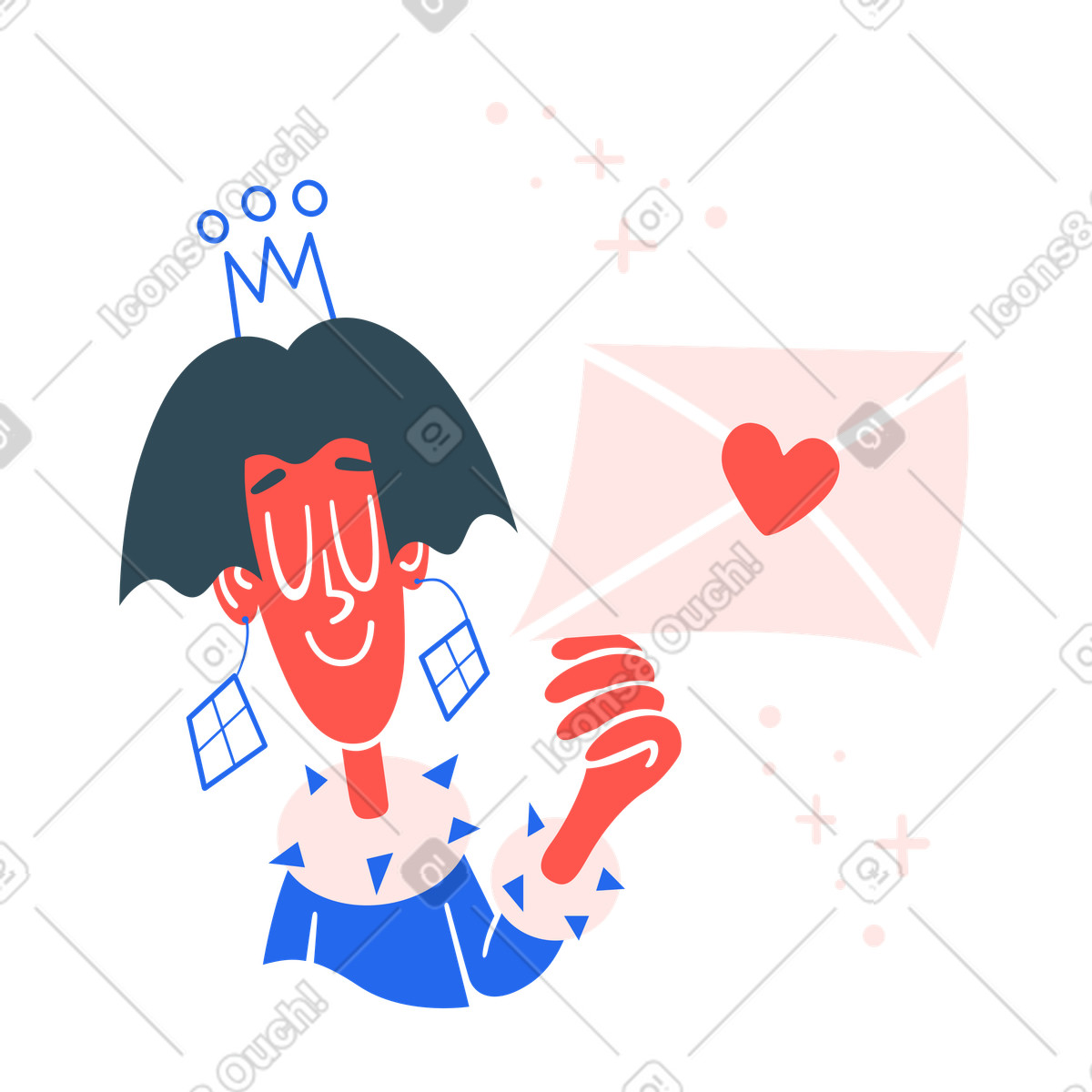 Иллюстрация Expressing love or gratitude, letter and romantic communication в стиле Kingdom — скачать в форматах PNG, SVG