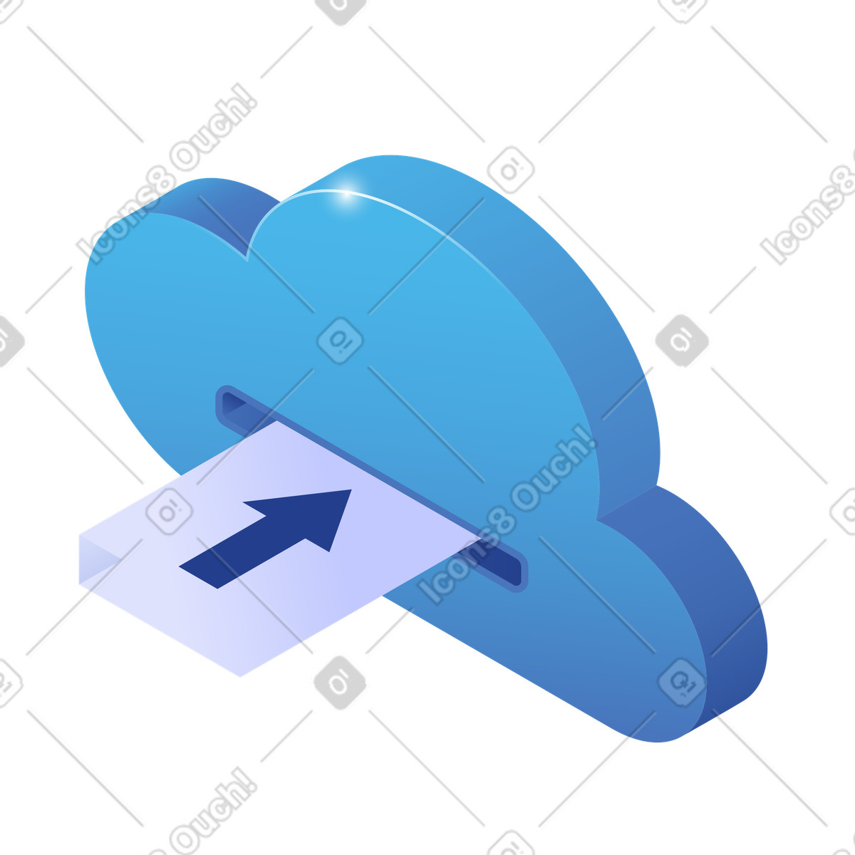 File upload into cloud storage for online data backup illustration in Quantum style download in PNG, SVG