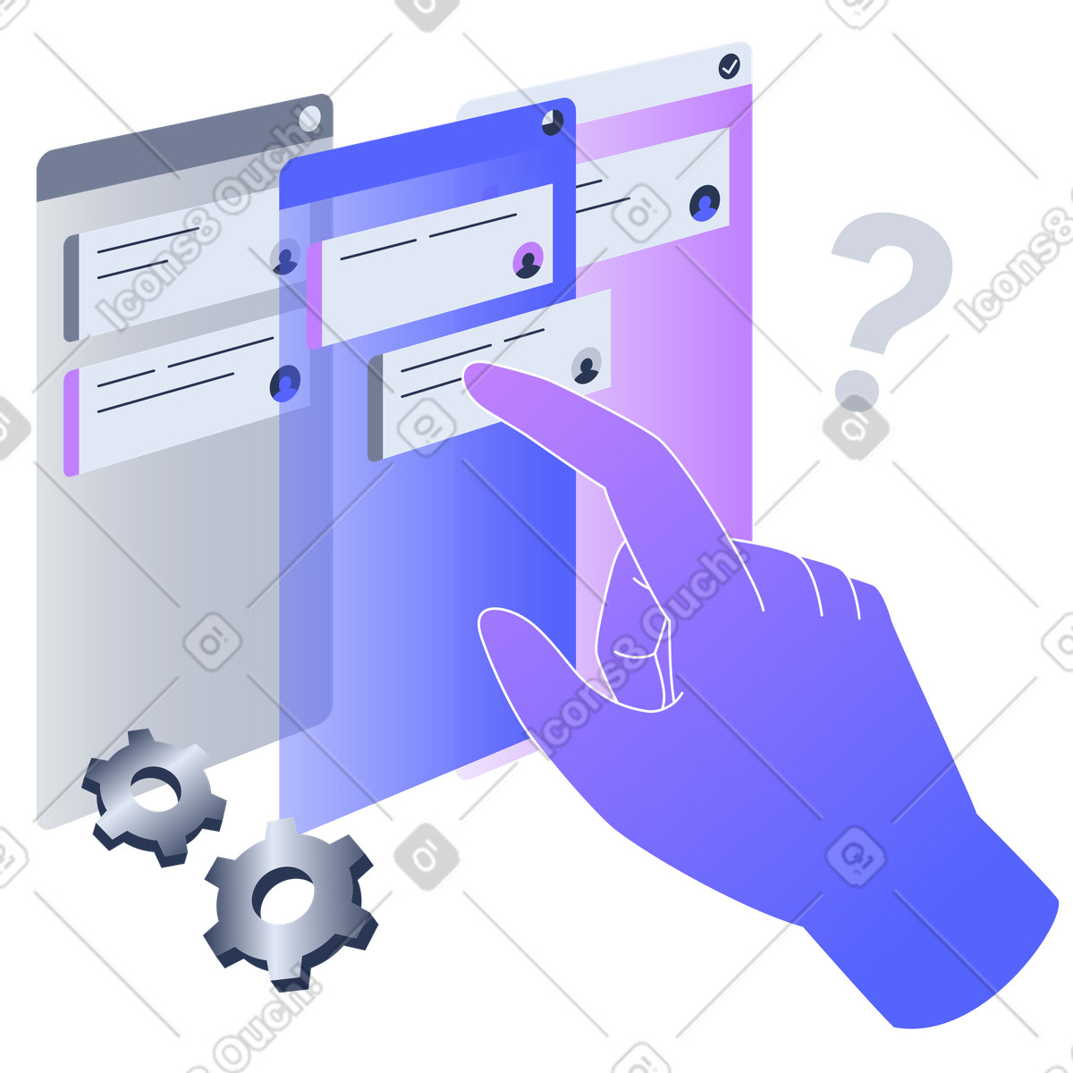 Assigning tasks to team members with kanban board animated illustration in Lucent style download in GIF, Lottie (JSON), AE