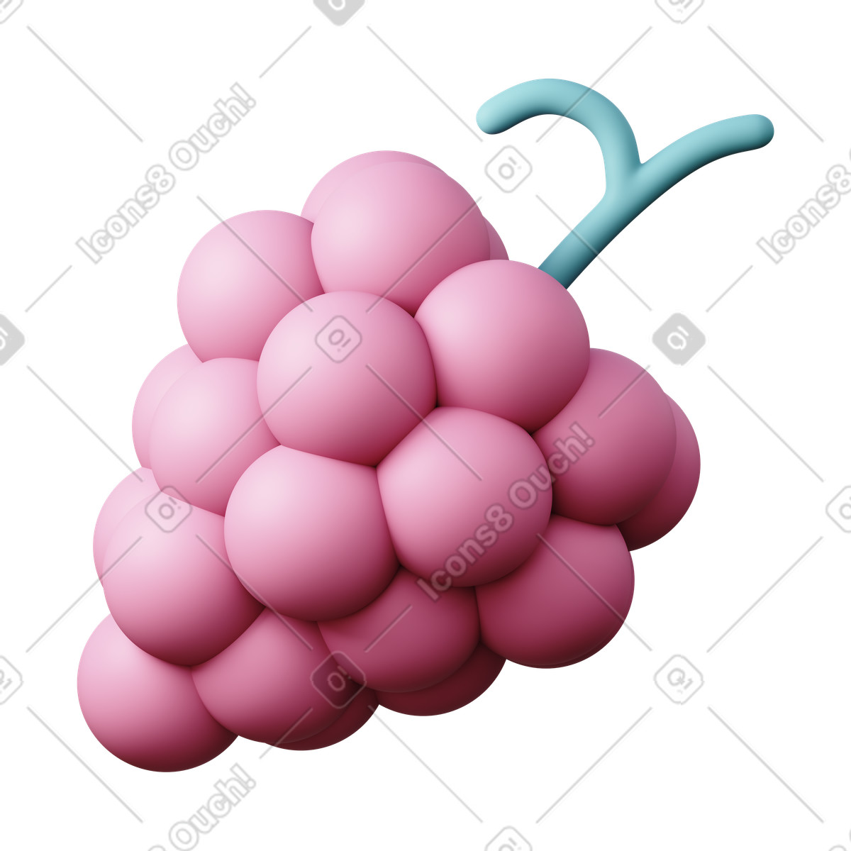 Grapes illustration in 3D Sugary style download in PNG, SVG