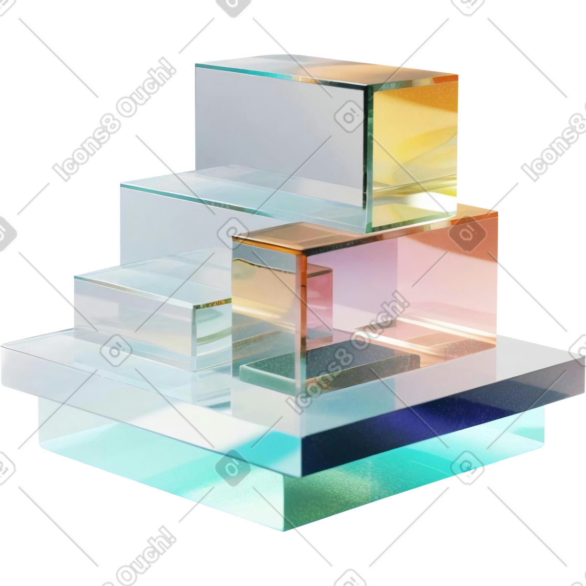 Costruzione, composizione con cubi di vetro astratti illustrazione in stile 3D Construction scarica in PNG, SVG