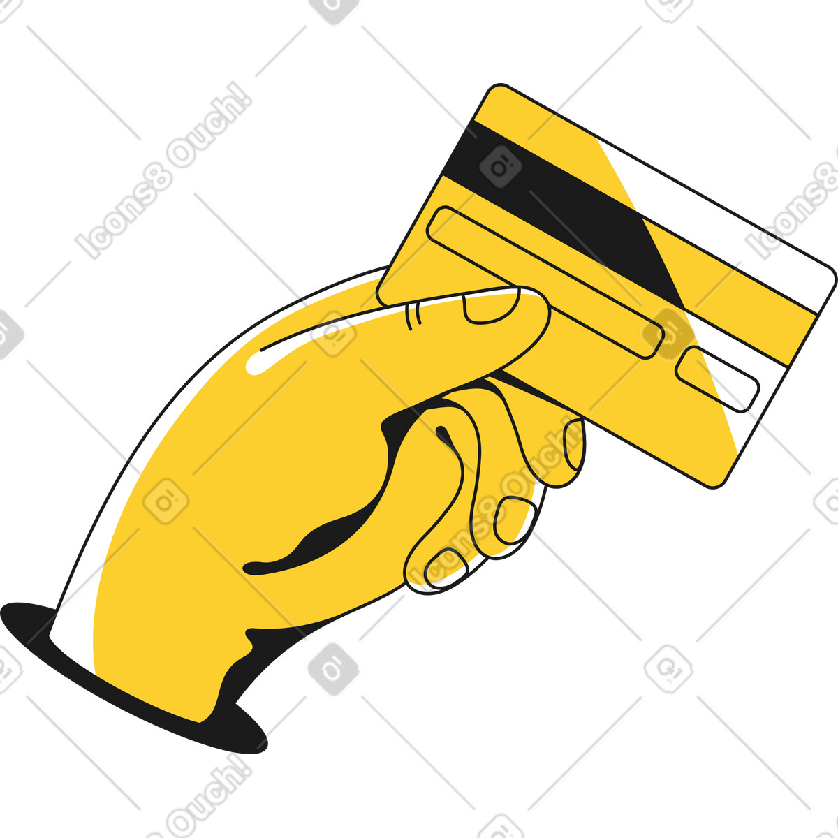 Hand with bank card illustration in Taxi style download in PNG, SVG