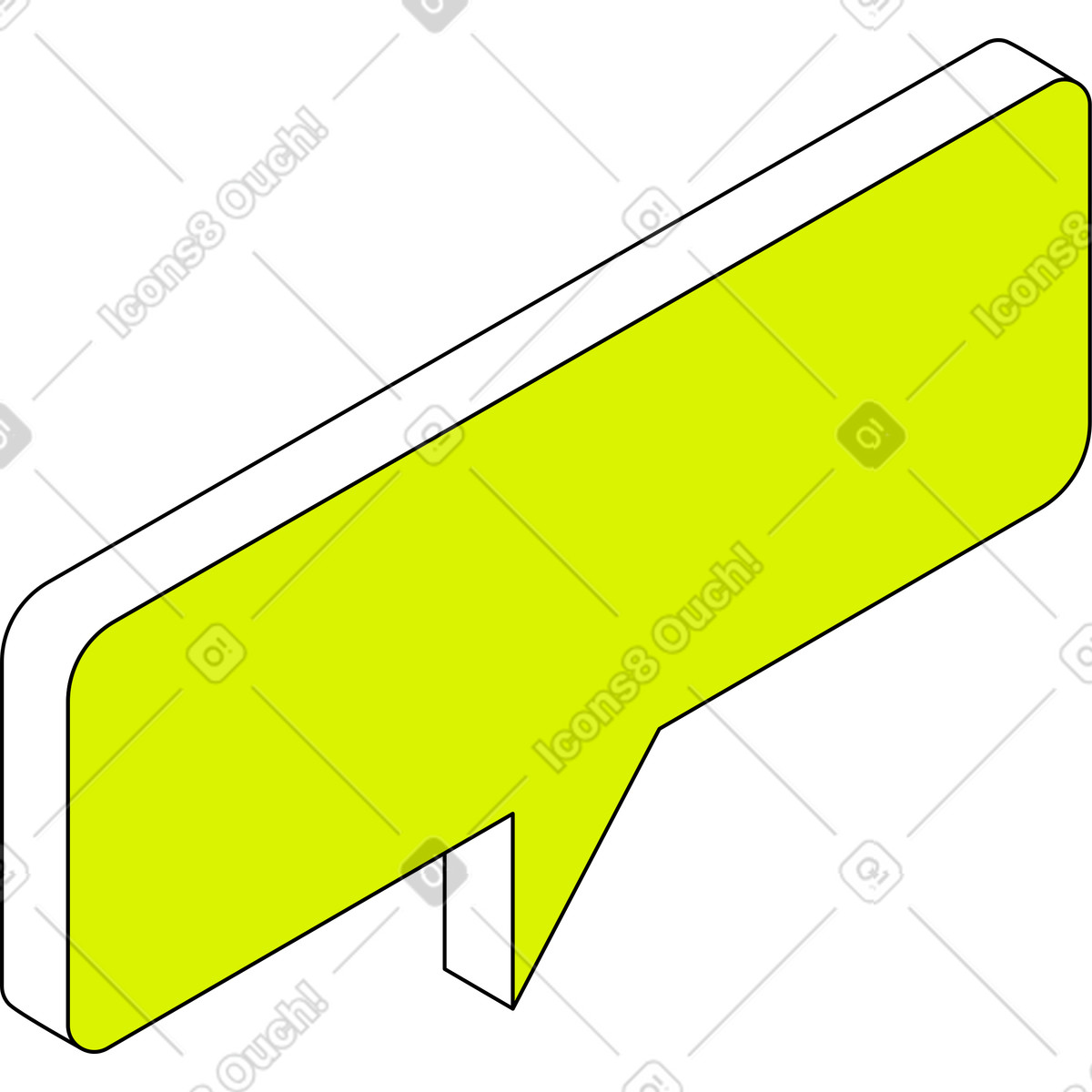 Ilustración Bocadillo rectangular en estilo Isometric a descargar en PNG y SVG