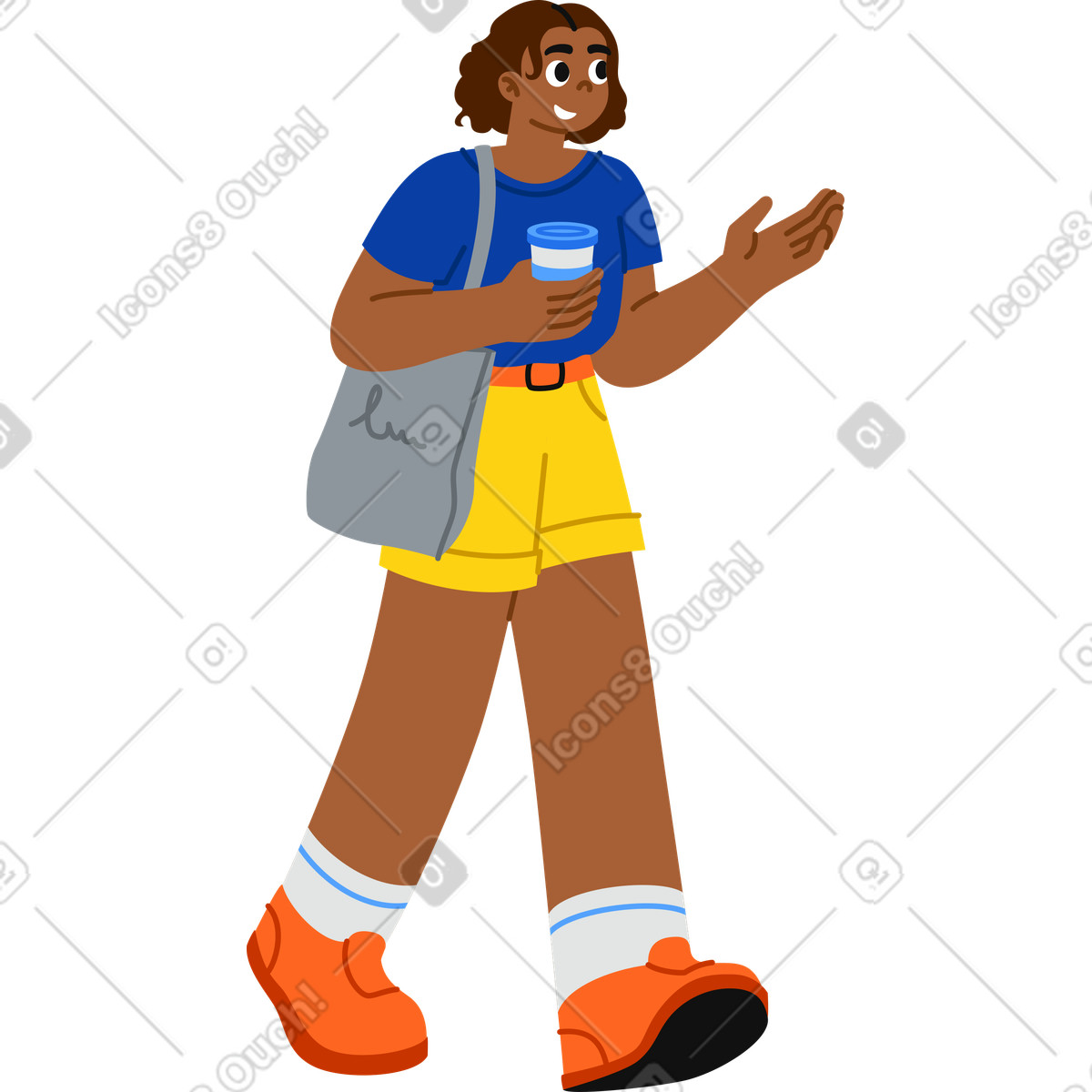 Ilustração de Jovem andando e conversando em no estilo Active para baixar em PNG, SVG