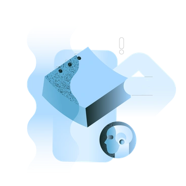 A blue abstract shape with a face - Concept style illustration
