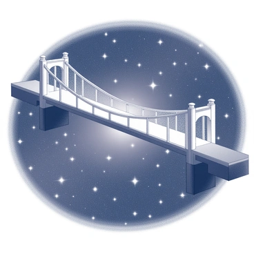 A translucent bridge made of light stretching across a void of stars