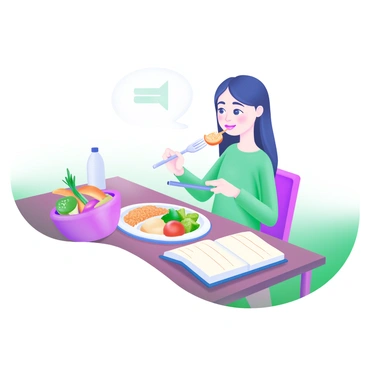A person enjoying a meal mindfully, savoring each bite while journaling their thoughts.