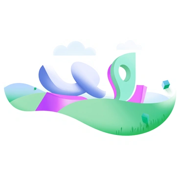 A modern pastel illustration showcasing a series of abstract sculptures arranged artistically on an open plateau. The sculptures feature smooth curves and geometric shapes in soft shades of blue, pink, and mint green. The plateau is surrounded by delicate, rolling hills under a clear sky. Subtle shadows cast by the sculptures add depth to the scene, while a gentle breeze seems to sway the grass at the plateau's edge.