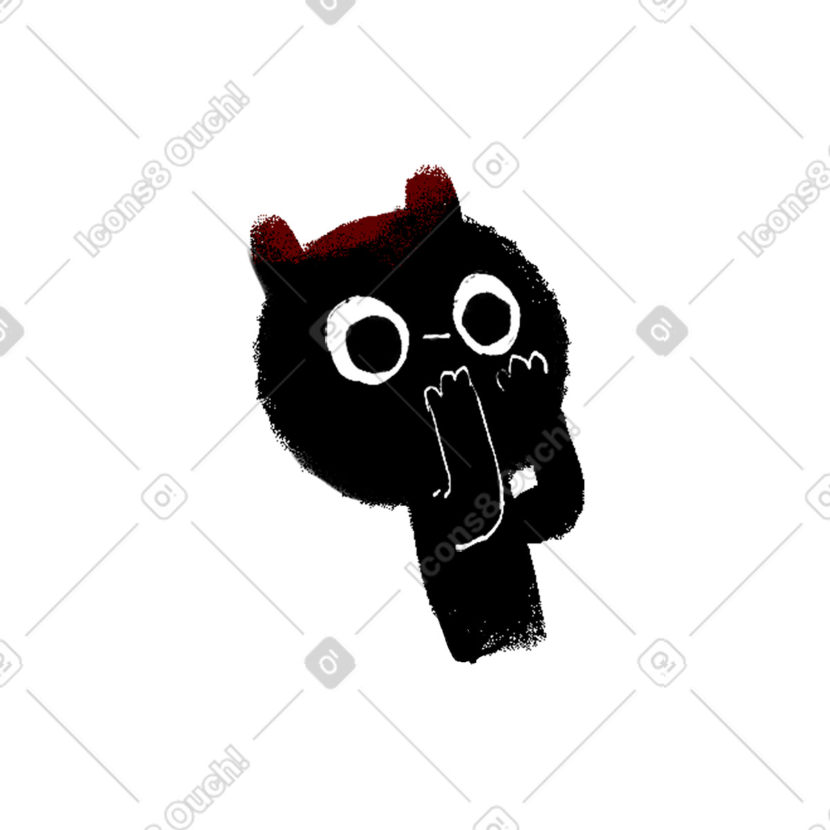 Illustration Black kitten dans le style Ikigai à télécharger aux formats PNG, SVG