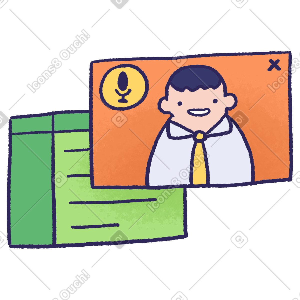 Window with videocall and text illustration in Hue style download in PNG, SVG