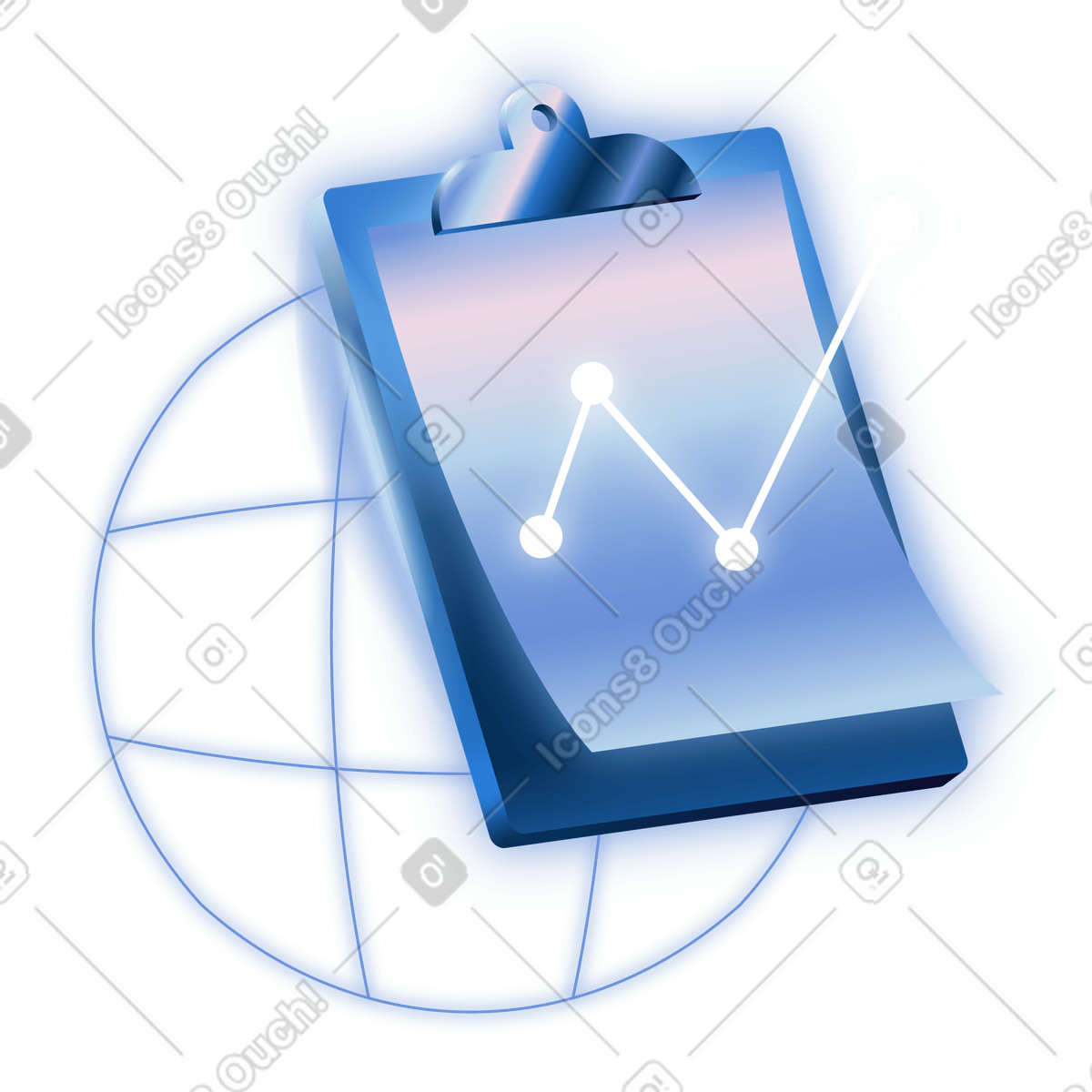 Ilustração de Business report analytics, Sales performance tracking, Clipboard with rising chart em no estilo Dimension para baixar em PNG, SVG
