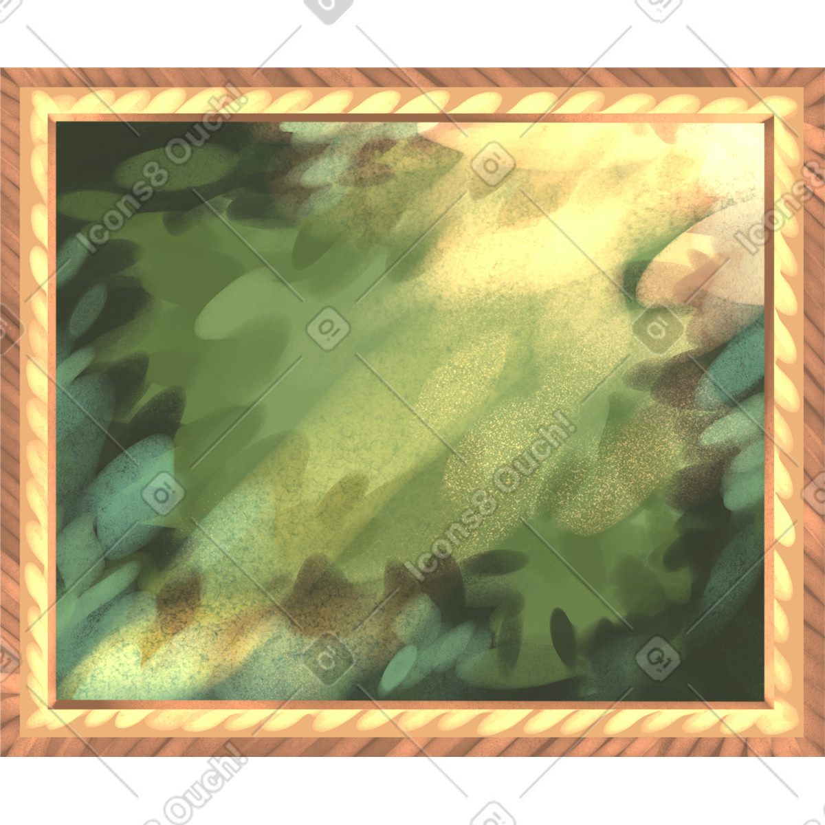 Painting of a green landscape-Illustration im Demure-Stil als Download in PNG, SVG