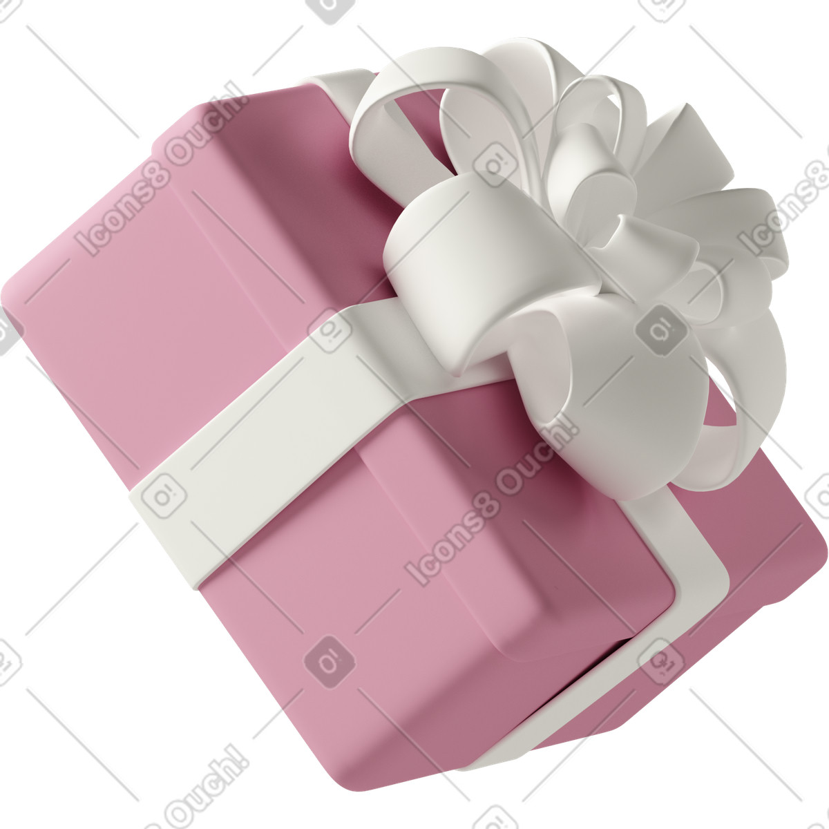 Pink gift box with white ribbon-Illustration im 3D Casual life-Stil als Download in PNG, SVG