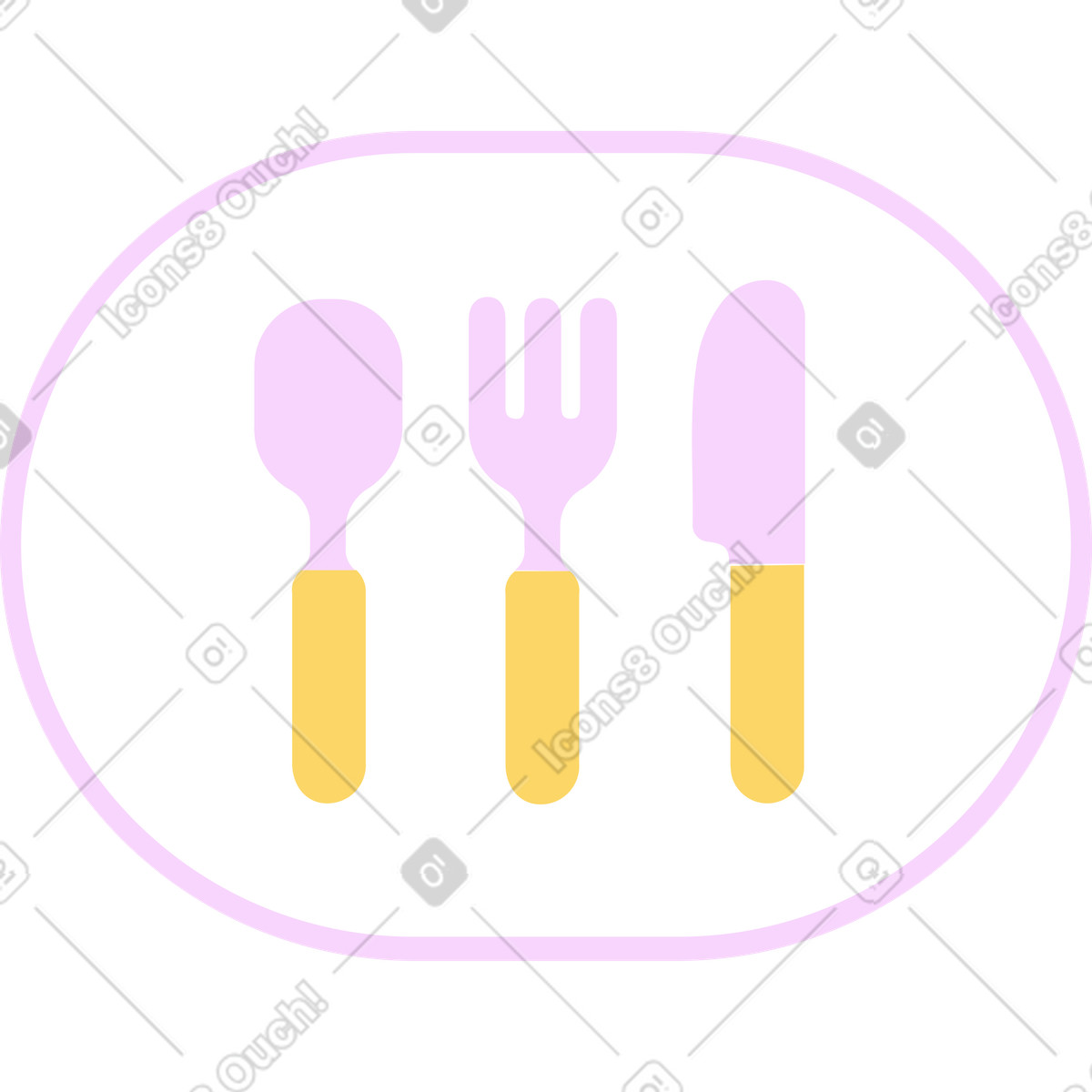 Cutlery illustration in Marginalia style download in PNG, SVG