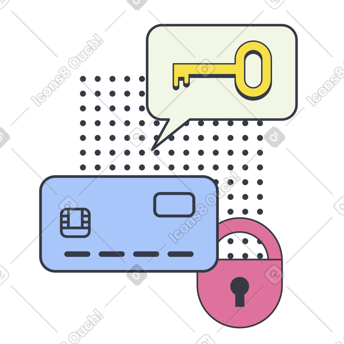 Card-Based Savings with Password Security illustration in Abstract style download in PNG, SVG