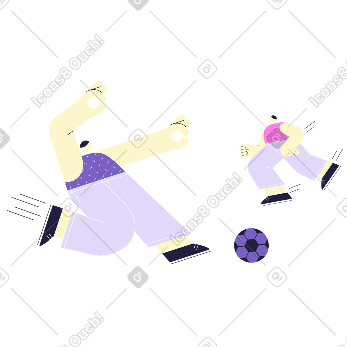 Mann tritt den ball bei einem fußballspiel-Illustration im Mellow-Stil als Download in PNG, SVG