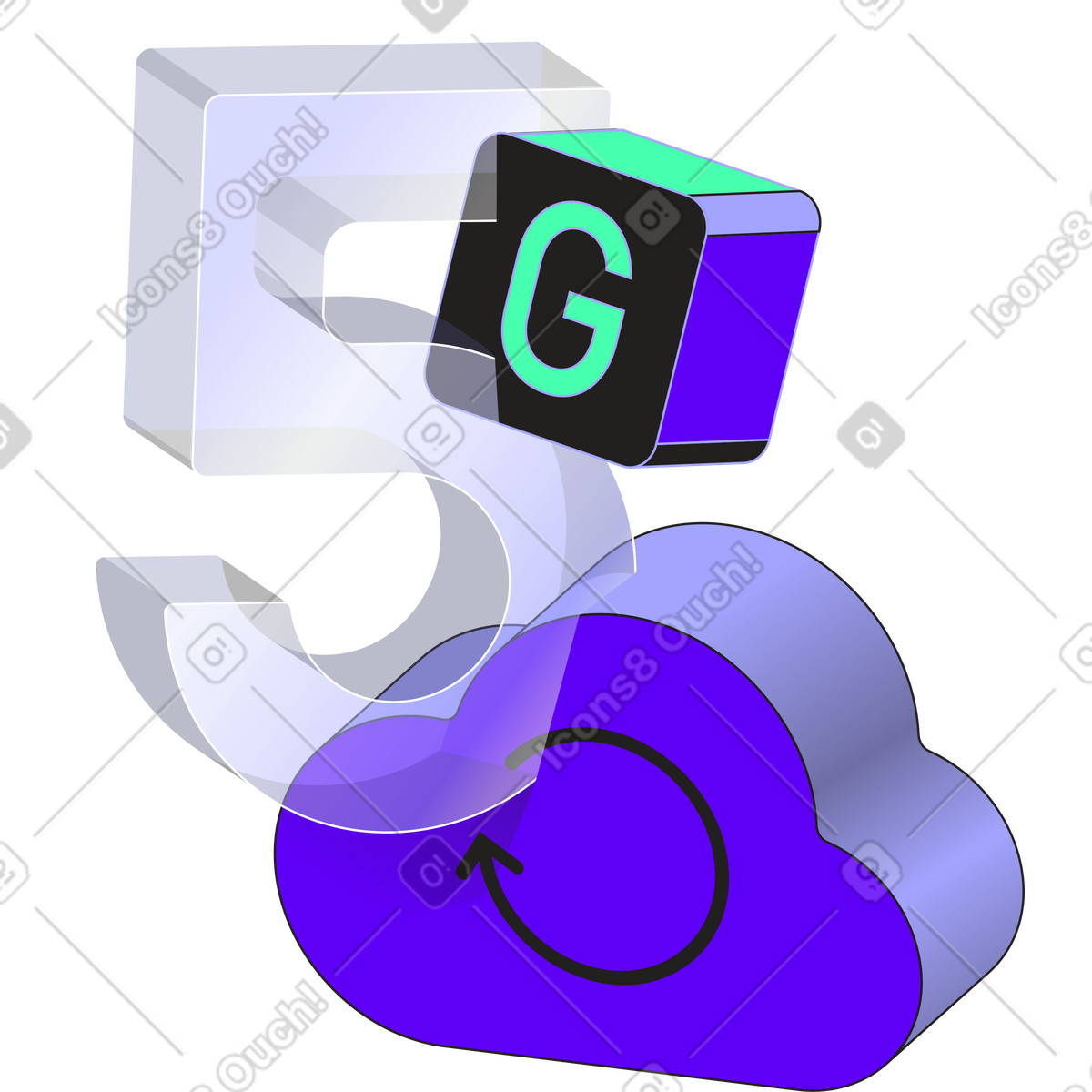 Иллюстрация 5g and cloud download в стиле Incut — скачать в форматах PNG, SVG