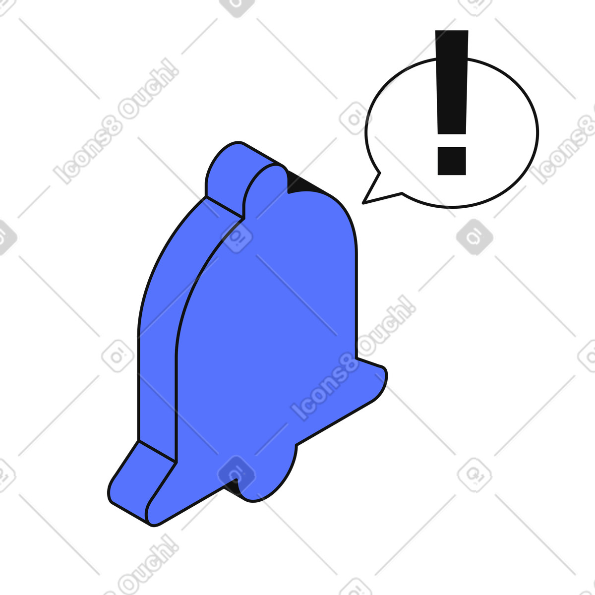 Иллюстрация Notification bell alert symbol with exclamation mark speech bubble в стиле Main — скачать в форматах PNG, SVG