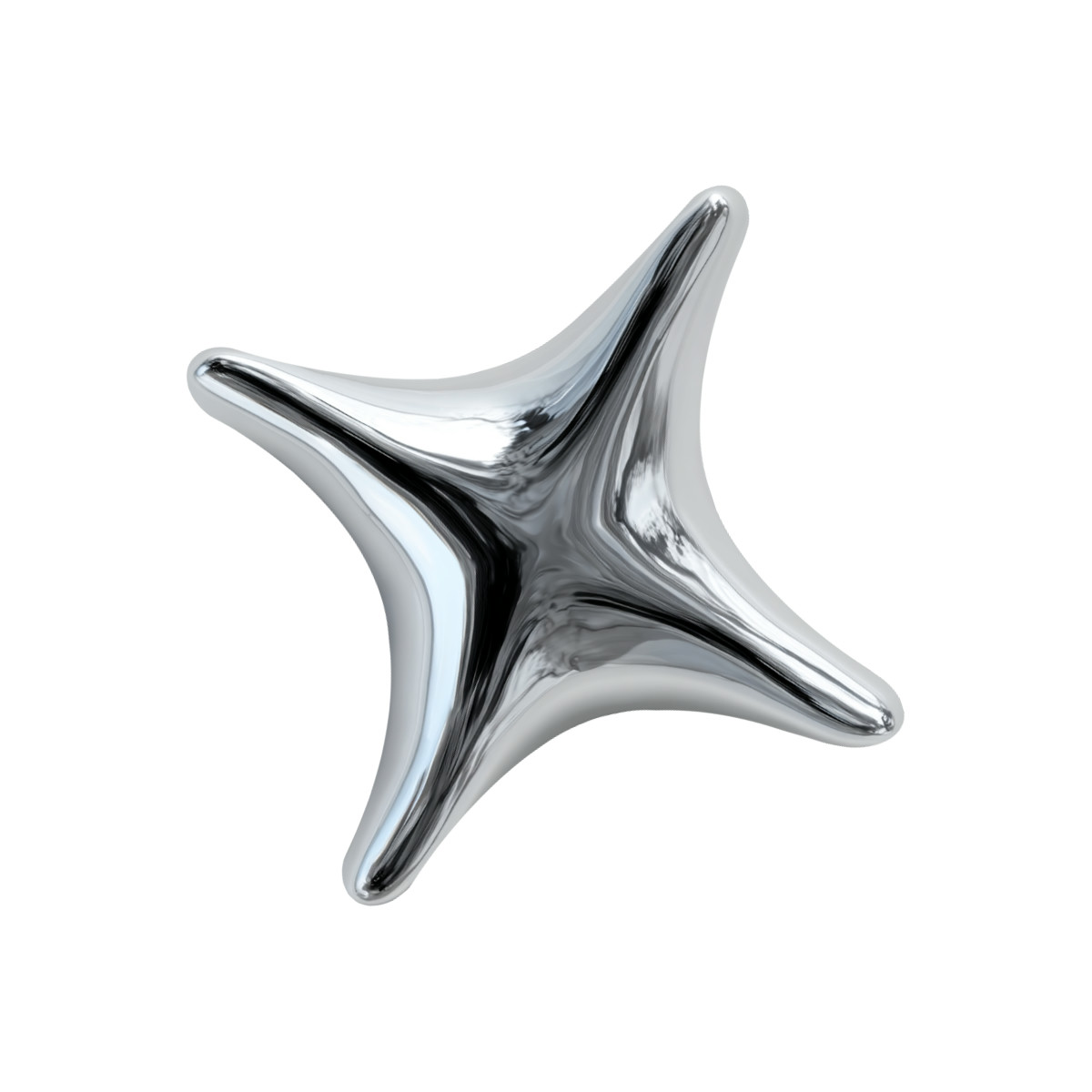 Ilustração de Formato cromado biomórfico, ícone de estrela metálica, visual de tendência de ia, componente de design digital, cromado minimalista em PNG e SVG