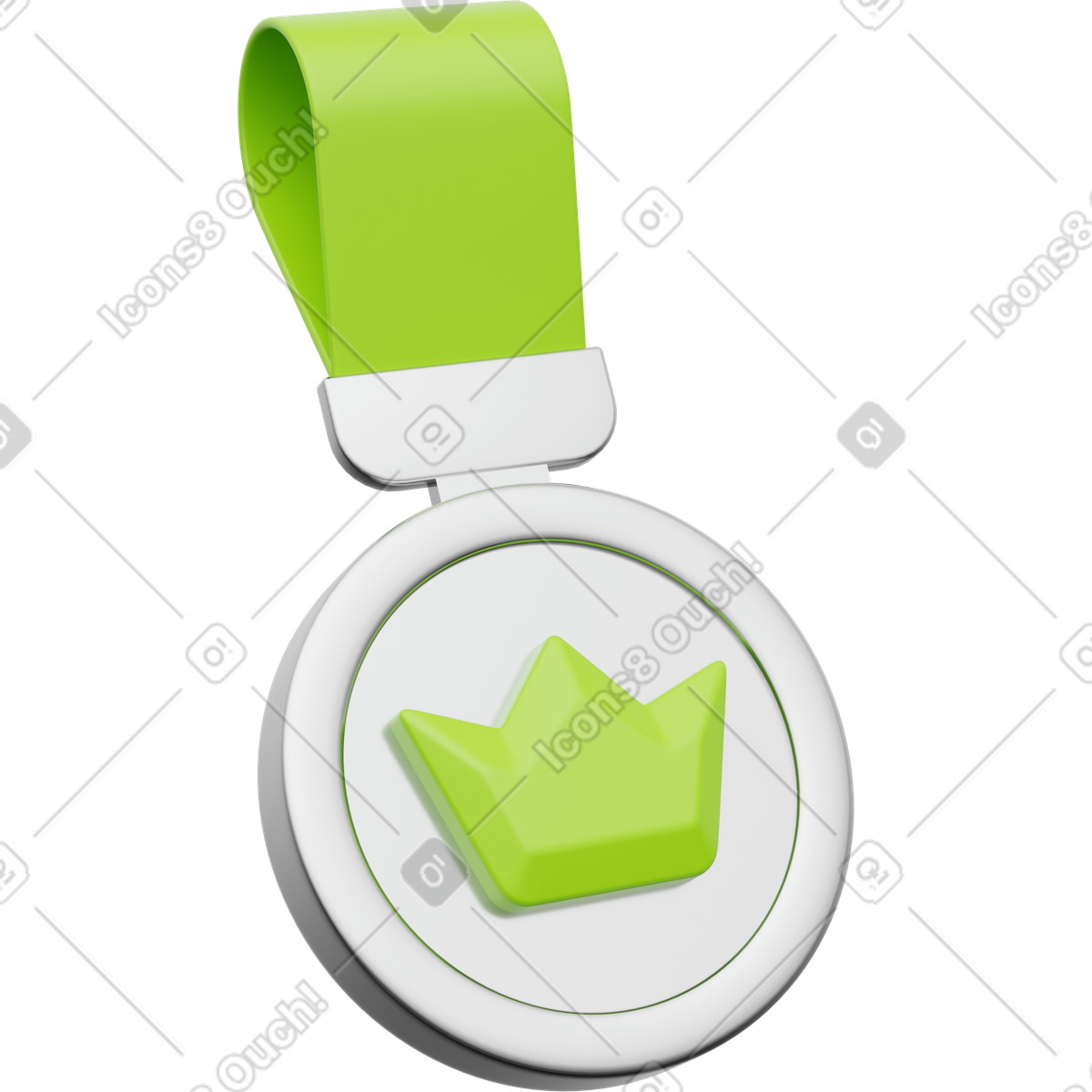 VIP recognition crown medal with ribbon illustration in 3D Playful style download in PNG, SVG