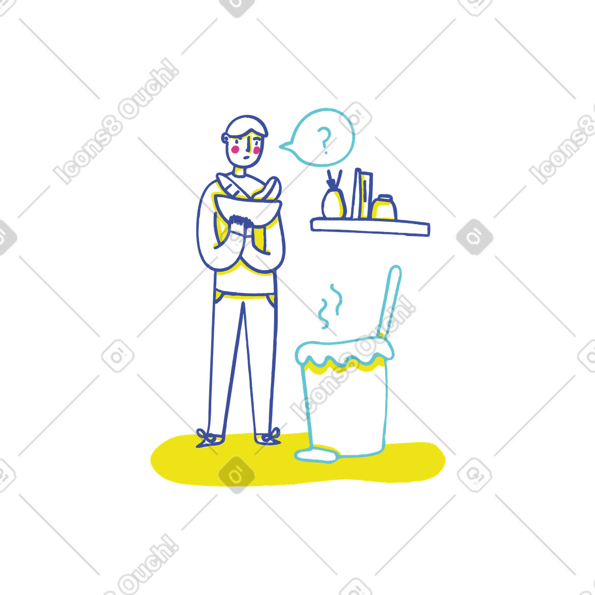 Lime スタイルの 生ゴミを出す男性 のイラストをPNG、SVG形式でダウンロード