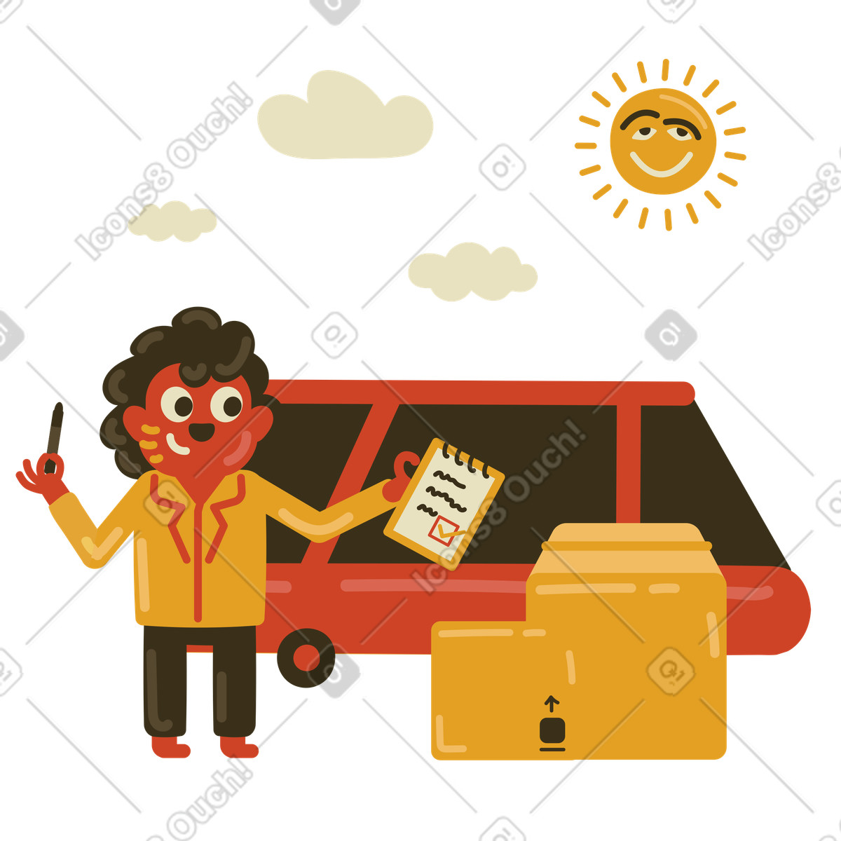 Ilustração de Correio solicitando assinatura para confirmar a conclusão da entrega em no estilo Arabica baixar em PNG, SVG