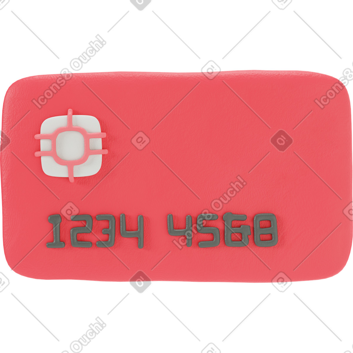 Primo piano di una carta credito rossa illustrazione in stile 3D Stripy scarica in PNG, SVG