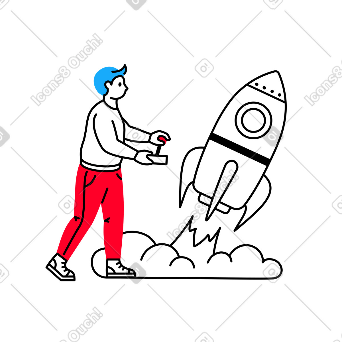 Ilustração de Launch of a rocket by man em no estilo Transistor para baixar em PNG, SVG