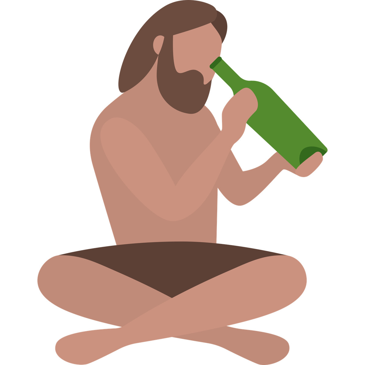 Sitting man with empty message bottle-Illustration im Fogg-Stil als Download in PNG, SVG