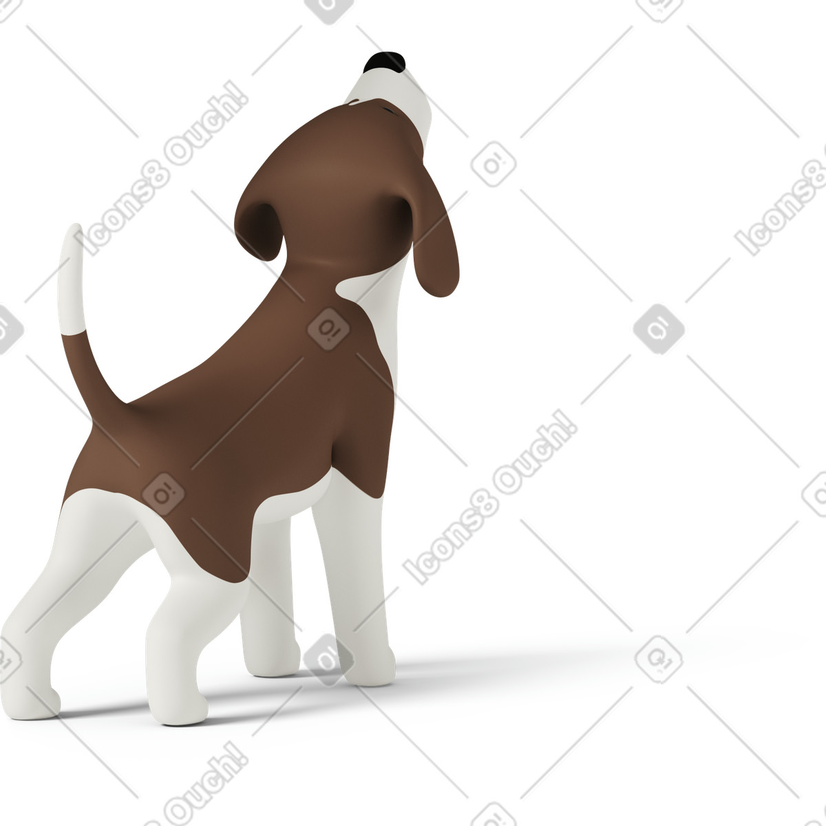 3D Casual life 스타일의 Rear view of beagle dog howling 일러스트레이션 PNG, SVG 다운로드
